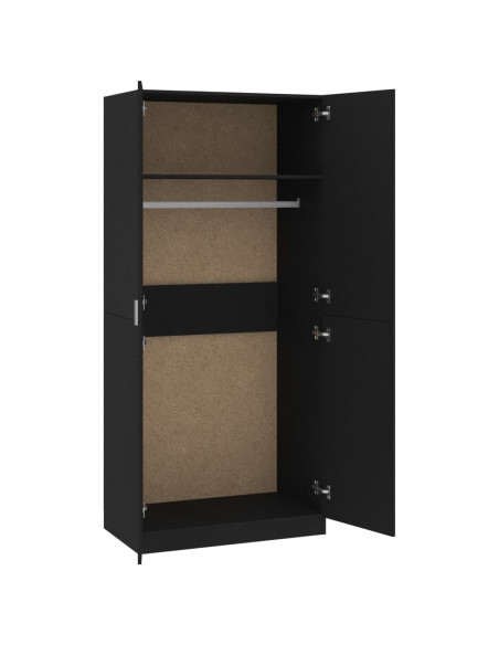 Armadio Nero 90x52x200 cm in Legno Multistrato