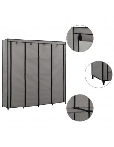 Guardaroba con 4 Scomparti Grigio 175x45x170 cm 2
