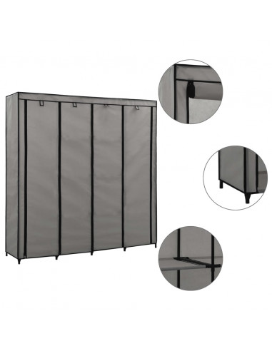 Guardaroba con 4 Scomparti Grigio 175x45x170 cm