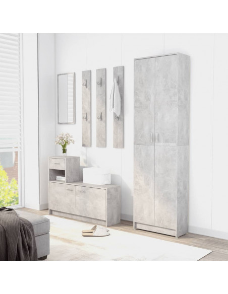 Armadio Corridoio Grigio Cemento 55x25x189 cm Legno Multistrato