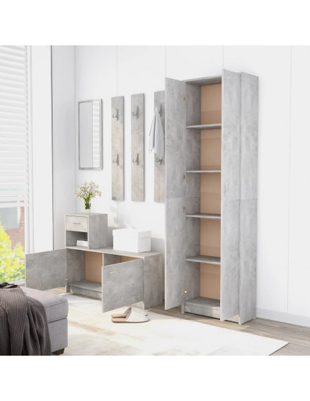 Armadio Corridoio Grigio Cemento 55x25x189 cm Legno Multistrato