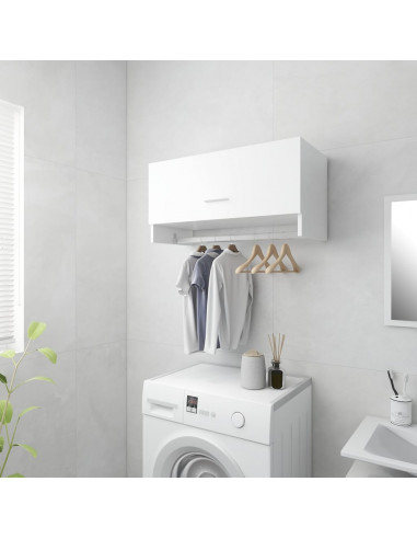 Armadio Bianco Lucido 70x32,5x35 cm in Legno Multistrato