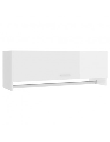 Armadio Bianco Lucido 100x32,5x35 cm in Legno Multistrato