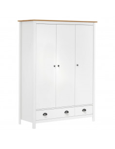 Armadio a 3 Ante Hill Bianco 127x50x170 cm in Legno di Pino 2
