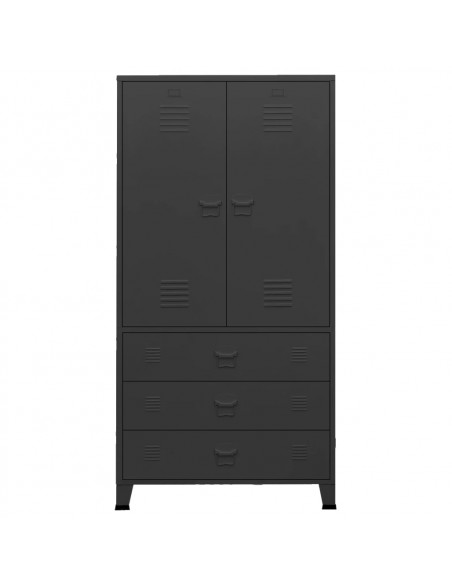 Armadio Industriale Nero 90x50x180 cm in Metallo