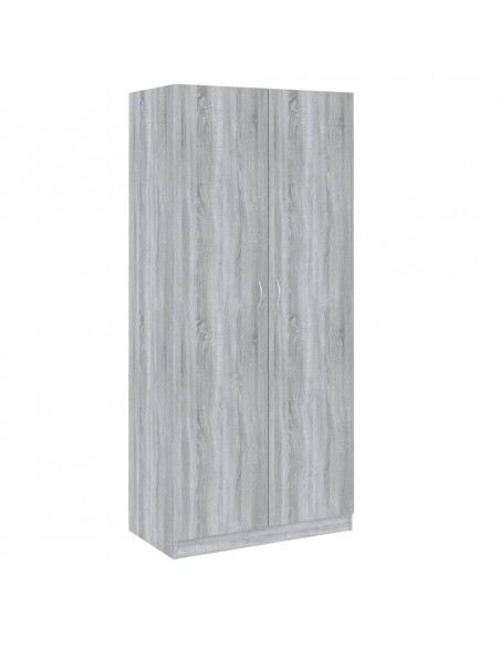 Armadio Grigio Sonoma 90x52x200 cm in Legno Multistrato