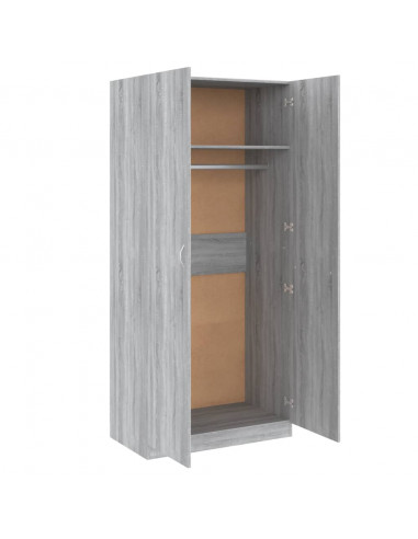 Armadio Grigio Sonoma 90x52x200 cm in Legno Multistrato