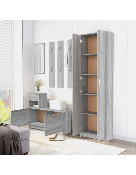 Armadio Corridoio Grigio Sonoma 55x25x189 cm Legno Multistrato