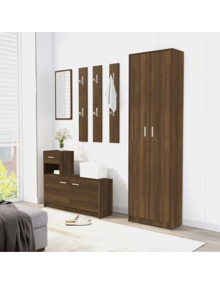 Armadio Corridoio Rovere Marrone 55x25x189 cm Legno Multistrato