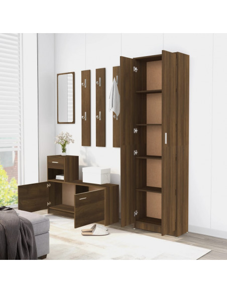 Armadio Corridoio Rovere Marrone 55x25x189 cm Legno Multistrato