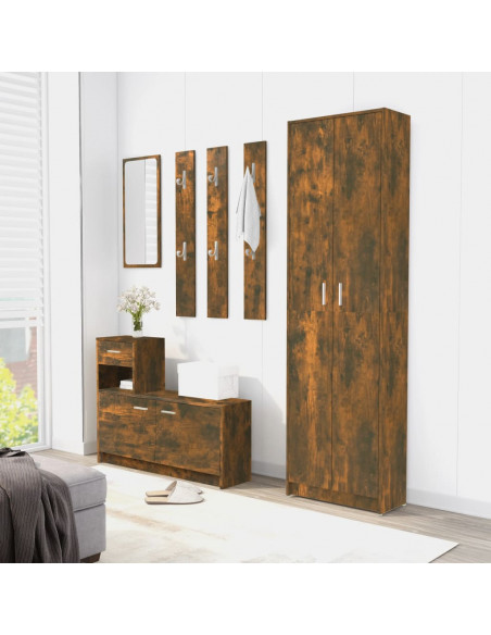 Armadio da Corridoio Rovere Fumo 55x25x189 cm Legno Multistrato