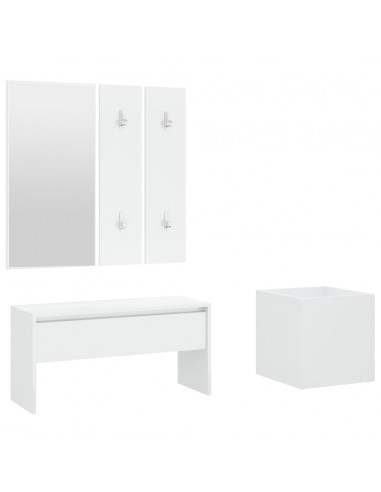 Set di Mobili da Corridoio Bianco in Legno Multistrato