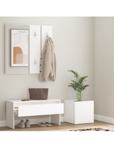 Set di Mobili da Corridoio Bianco in Legno Multistrato