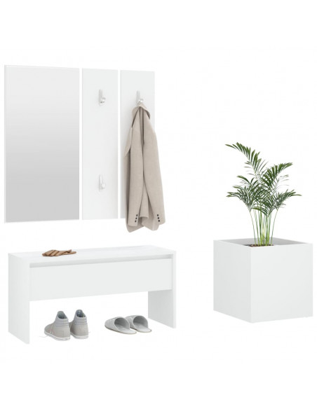 Set di Mobili da Corridoio Bianco in Legno Multistrato