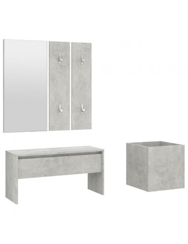 Set di Mobili da Corridoio Grigio Cemento in Legno Multistrato