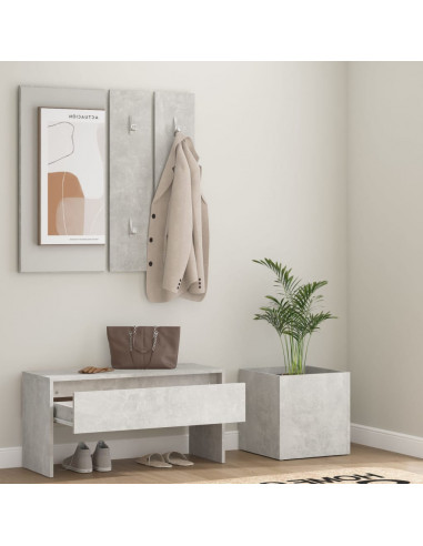 Set di Mobili da Corridoio Grigio Cemento in Legno Multistrato