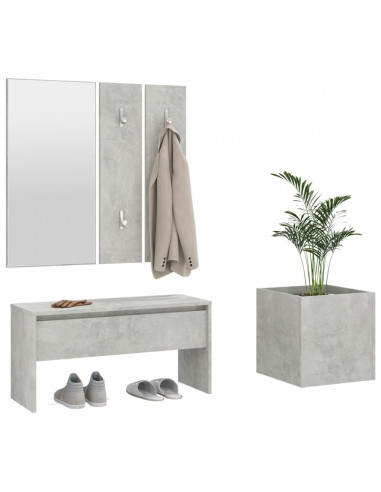 Set di Mobili da Corridoio Grigio Cemento in Legno Multistrato