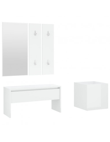 Set di Mobili da Corridoio Bianco Lucido in Legno Multistrato