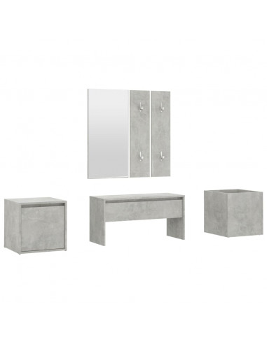 Set di Mobili da Corridoio Grigio Cemento in Legno Multistrato