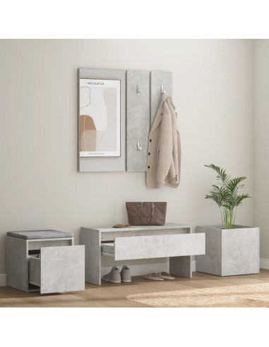 Set di Mobili da Corridoio Grigio Cemento in Legno Multistrato