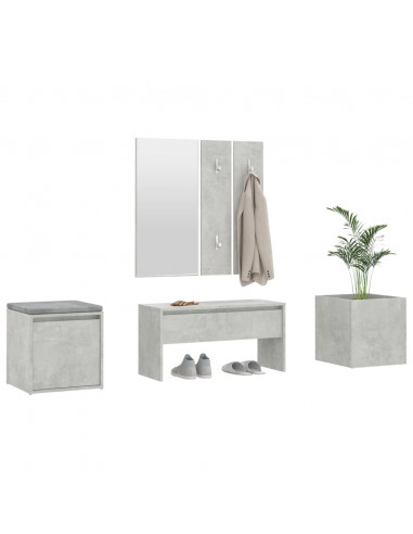 Set di Mobili da Corridoio Grigio Cemento in Legno Multistrato