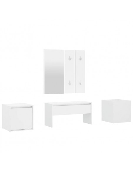 Set di Mobili da Corridoio Bianco Lucido in Legno Multistrato