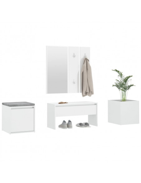 Set di Mobili da Corridoio Bianco Lucido in Legno Multistrato