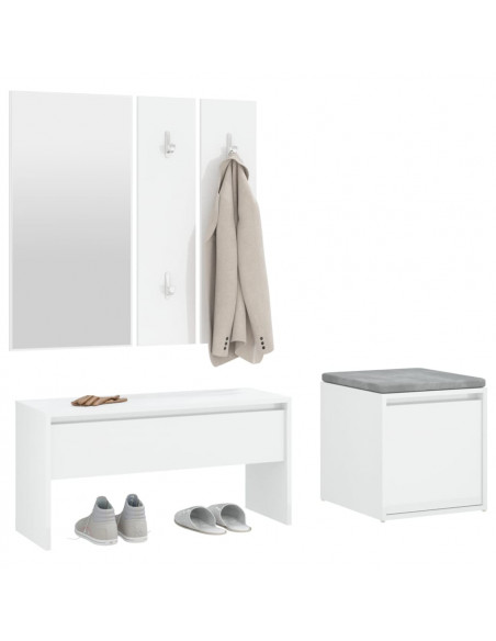 Set di Mobili da Corridoio Bianco Lucido in Legno Multistrato
