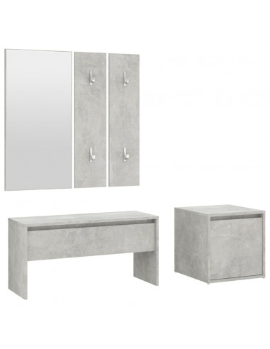 Set di Mobili da Corridoio Grigio Cemento in Legno Multistrato