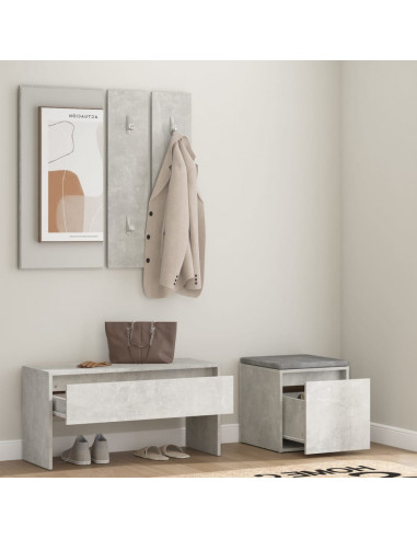 Set di Mobili da Corridoio Grigio Cemento in Legno Multistrato