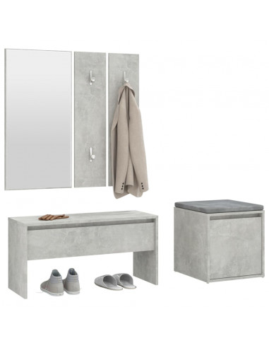 Set di Mobili da Corridoio Grigio Cemento in Legno Multistrato