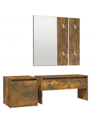 Set di Mobili da Corridoio Rovere Fumo in Legno Multistrato