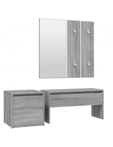 Set di Mobili da Corridoio Grigio Sonoma in Legno Multistrato