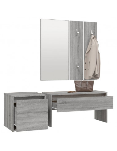Set di Mobili da Corridoio Grigio Sonoma in Legno Multistrato