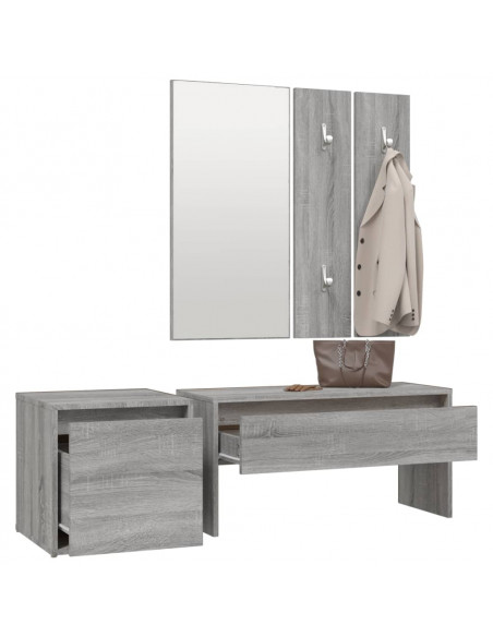 Set di Mobili da Corridoio Grigio Sonoma in Legno Multistrato