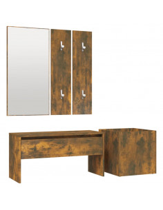 Set di Mobili da Corridoio Rovere Fumo in Legno Multistrato 2