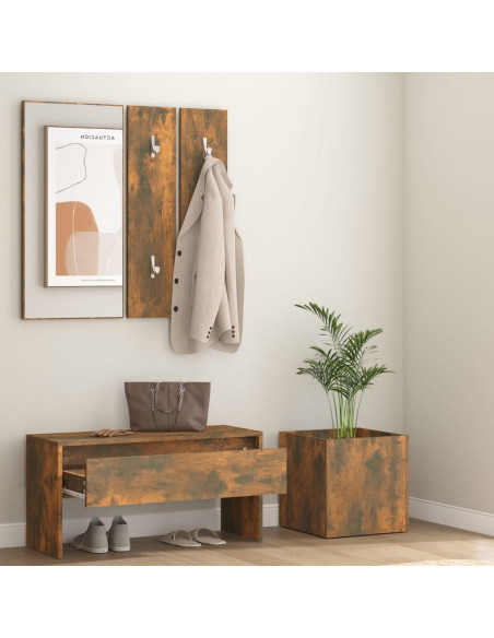 Set di Mobili da Corridoio Rovere Fumo in Legno Multistrato
