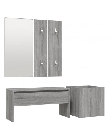 Set di Mobili da Corridoio Grigio Sonoma in Legno Multistrato