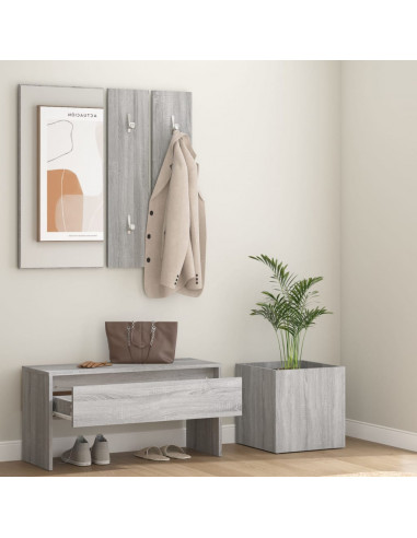Set di Mobili da Corridoio Grigio Sonoma in Legno Multistrato