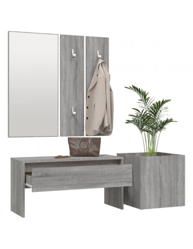 Set di Mobili da Corridoio Grigio Sonoma in Legno Multistrato
