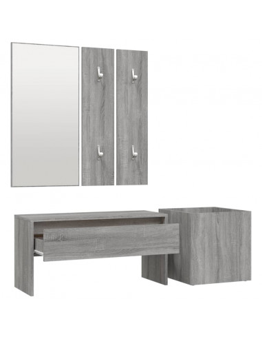 Set di Mobili da Corridoio Grigio Sonoma in Legno Multistrato