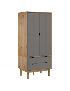 Armadio OTTA Marrone e Grigio 76,5x53x172 cm in Legno di Pino 2
