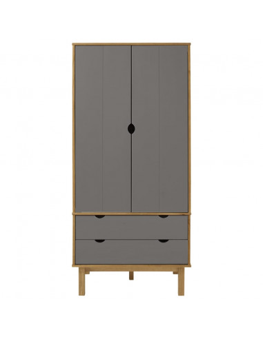 Armadio OTTA Marrone e Grigio 76,5x53x172 cm in Legno di Pino