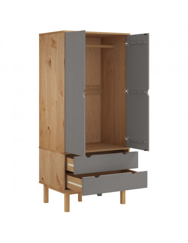 Armadio OTTA Marrone e Grigio 76,5x53x172 cm in Legno di Pino