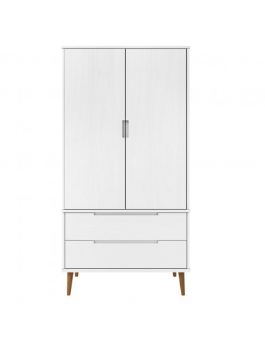 Armadio MOLDE Bianco 90x55x175 cm in Legno Massello di Pino