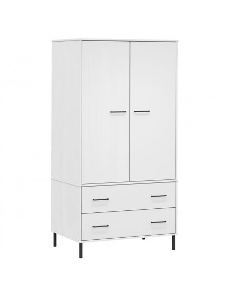 Armadio Gambe Metallo Bianco 90x55x172,5 cm Legno Massello OSLO