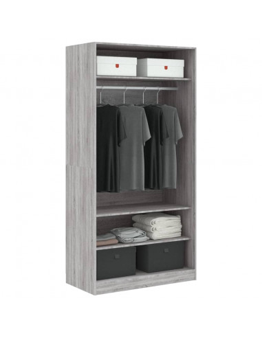 Armadio Grigio Sonoma 100x50x200 cm in Legno Multistrato