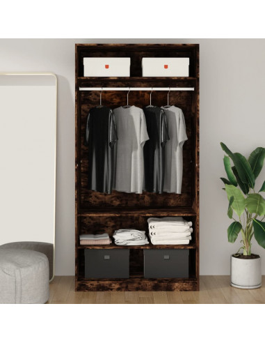 Armadio Rovere Fumo 100x50x200 cm in Legno Multistrato