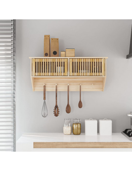Armadietto da Parete con Ganci 80x24x35,5cm Legno Multistrato