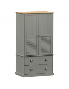 Armadio VIGO 90x55x176 cm in Legno Massello di Pino Grigio 2